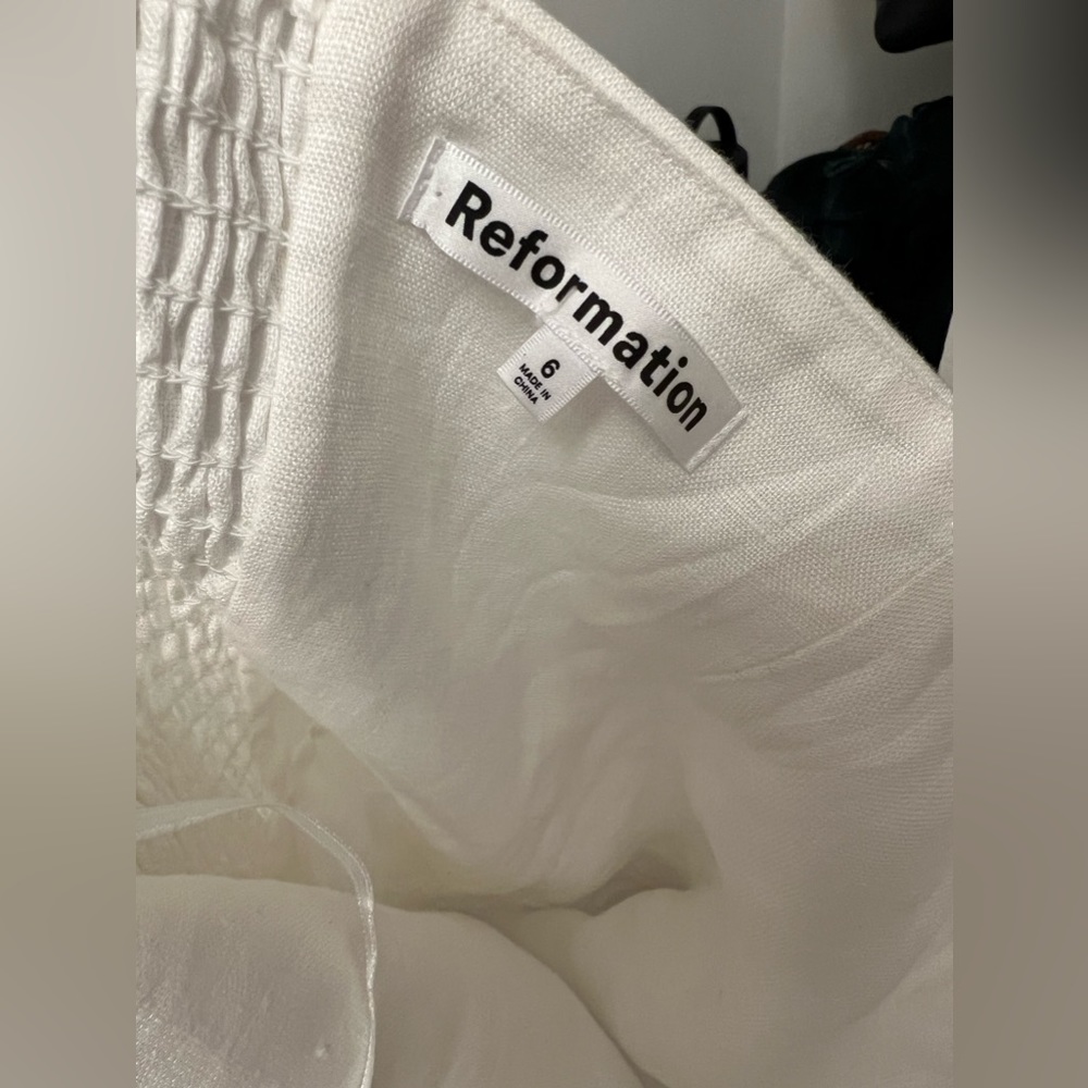 Reformation White Strapless Dress with scalloped detail - Picture 5 of 6